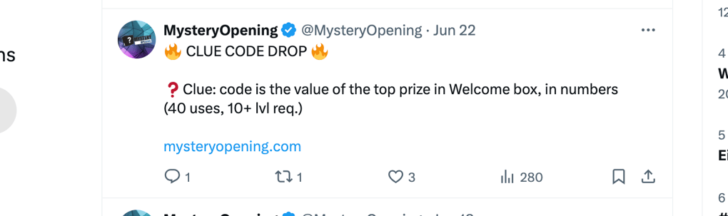 X giveaway by MysteryOpening for a free mystery box.