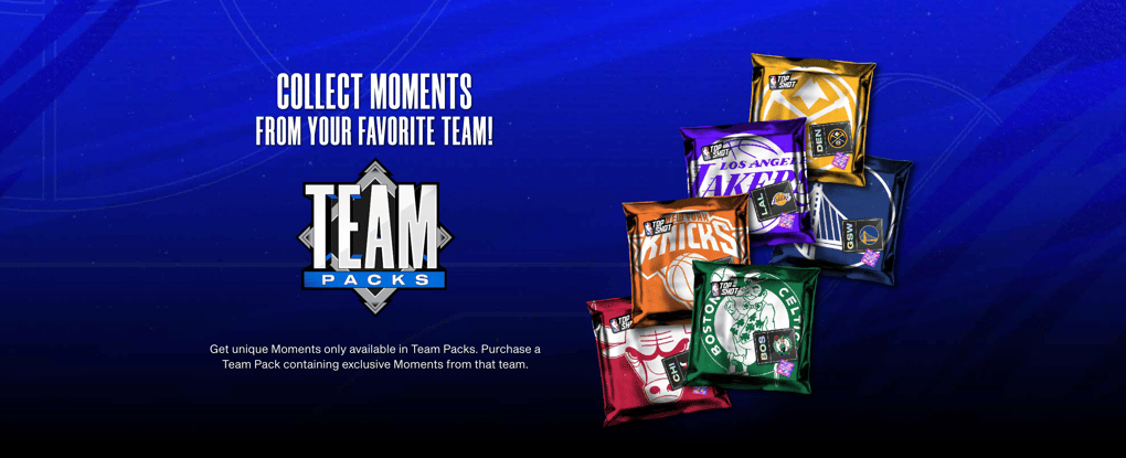 Screenshot of NFT mystery boxes on NBA Top Shot
