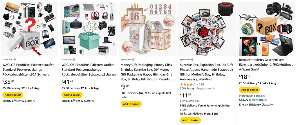 List of Amazon mystery boxes