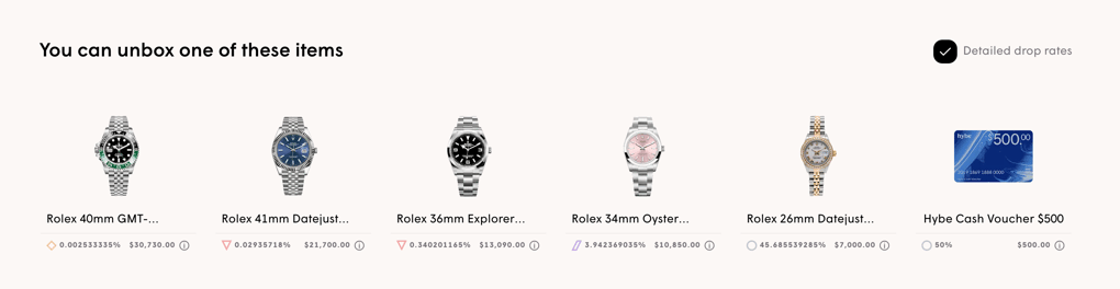 expensive watches in a HYBE mystery box