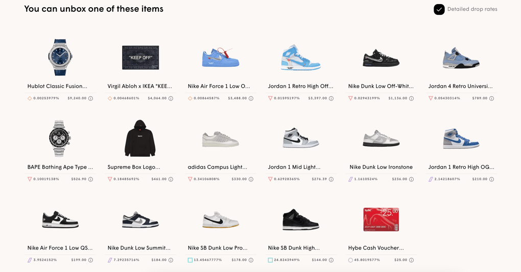 Products to unbox from online mystery box sites like HYBE