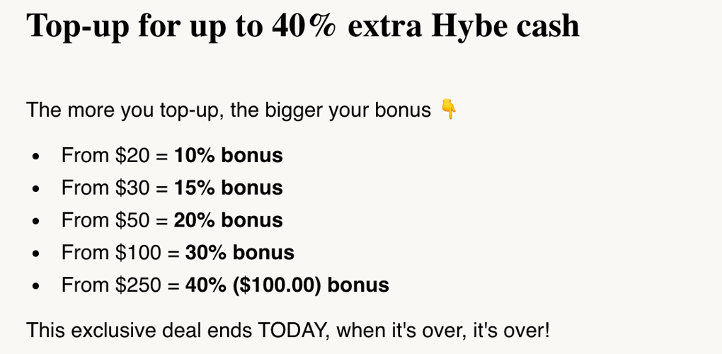 Seasonal HYBE promo code
