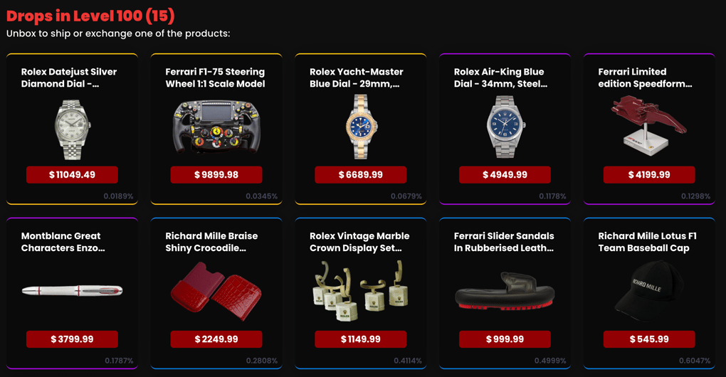 Rillabox daily reward box level 100