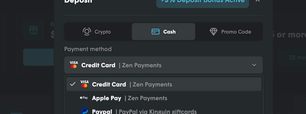 Payment methods on Cases.gg