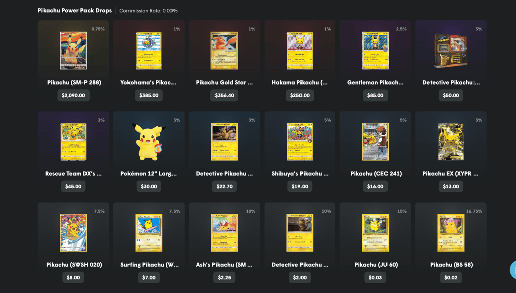 Contents of the Pikachu Power Pack pokemon mystery box