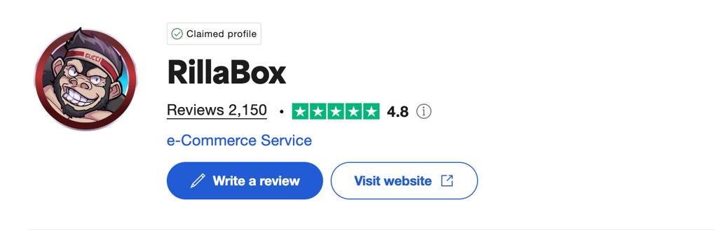 Trustpilot screenshot of Rillabox in June 2025