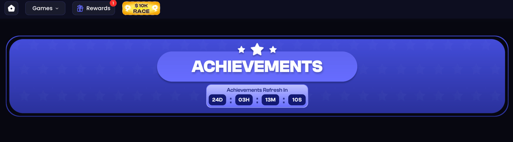 Screenshot of achievements tab on Rillabox
