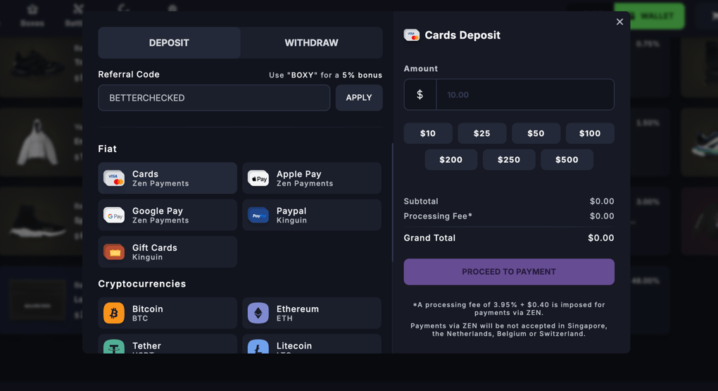 Boxy.gg deposit methods
