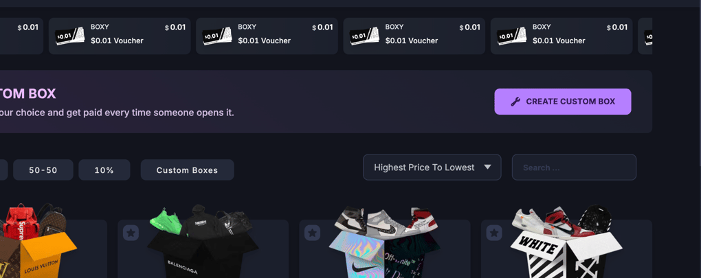 Create custom box button on Boxy.gg homepage