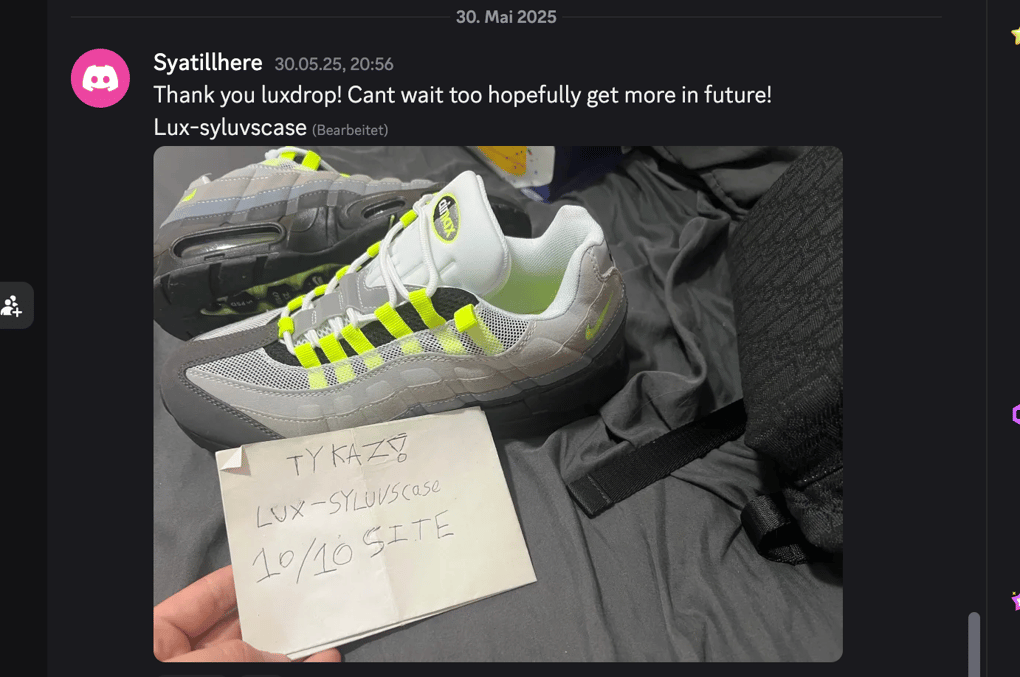 LuxDrop product screenshot on their Discord