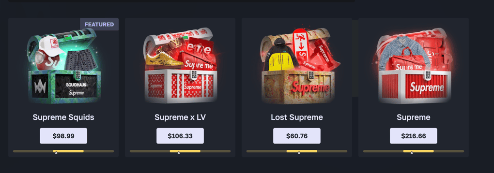 Supreme mystery boxes on LuxDrop