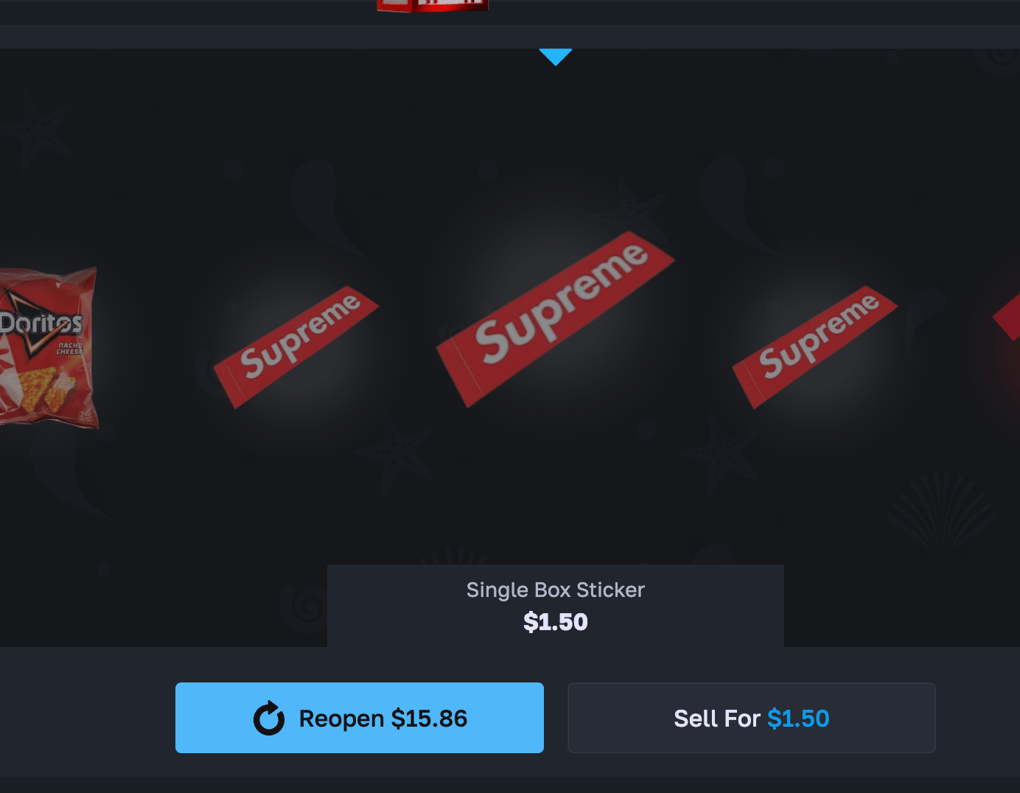 Unboxed Supreme sticker on LuxDrop