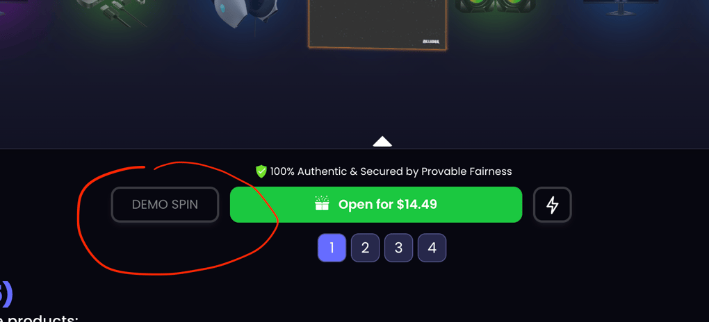 demo spin button on Rillabox