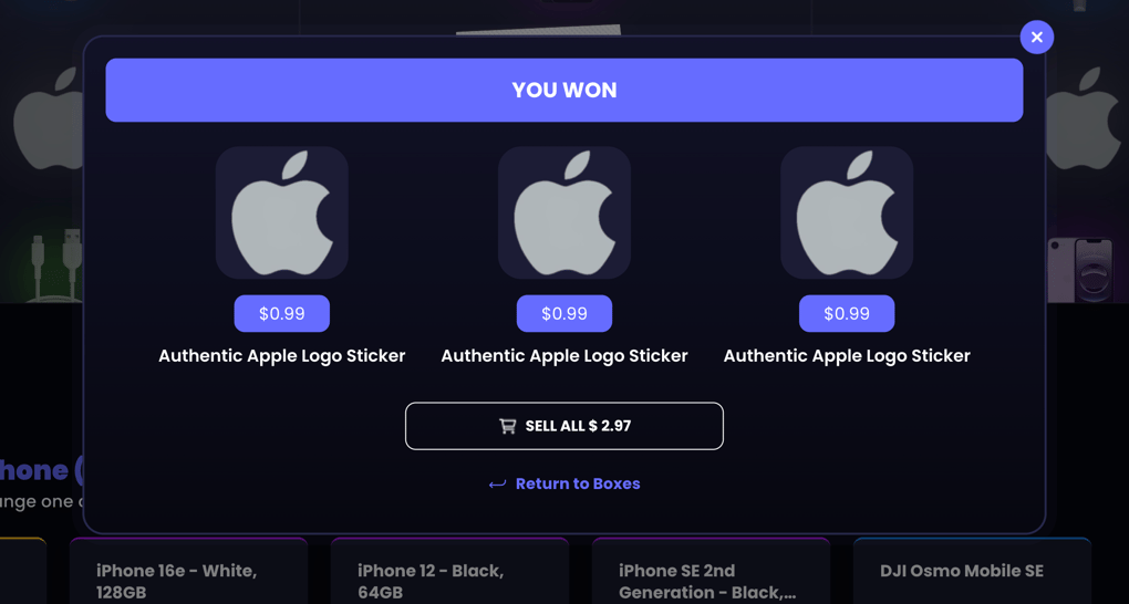 Unbox dialog on Rillabox
