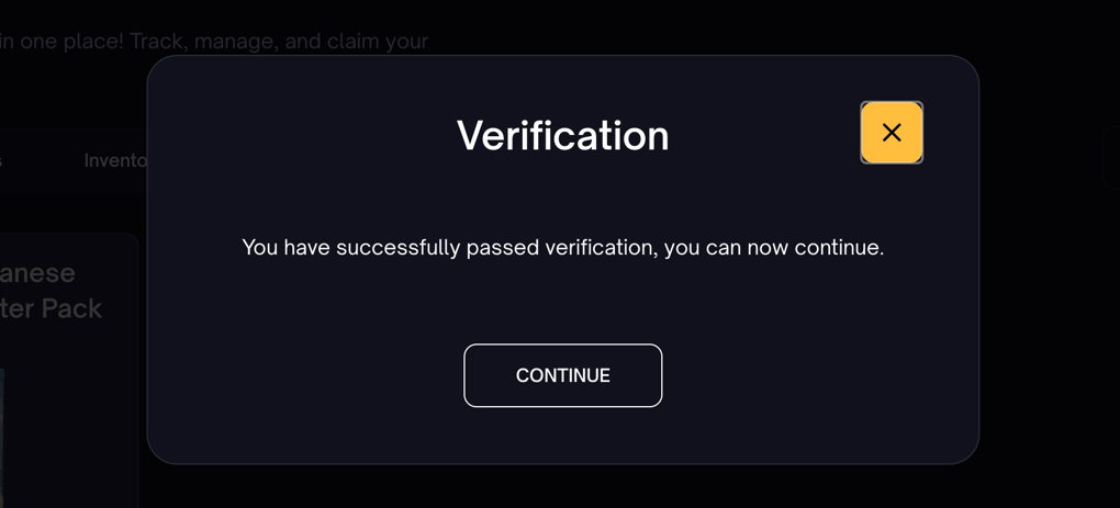 Identity verification screen