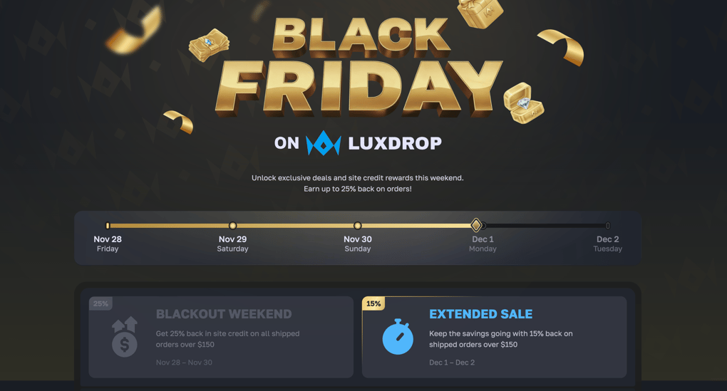 LuxDrop Black Friday event page
