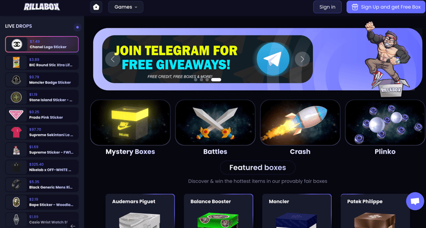 Rillabox Banner for mystery box 